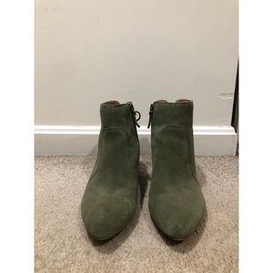 Tahari Suede Olive Booties